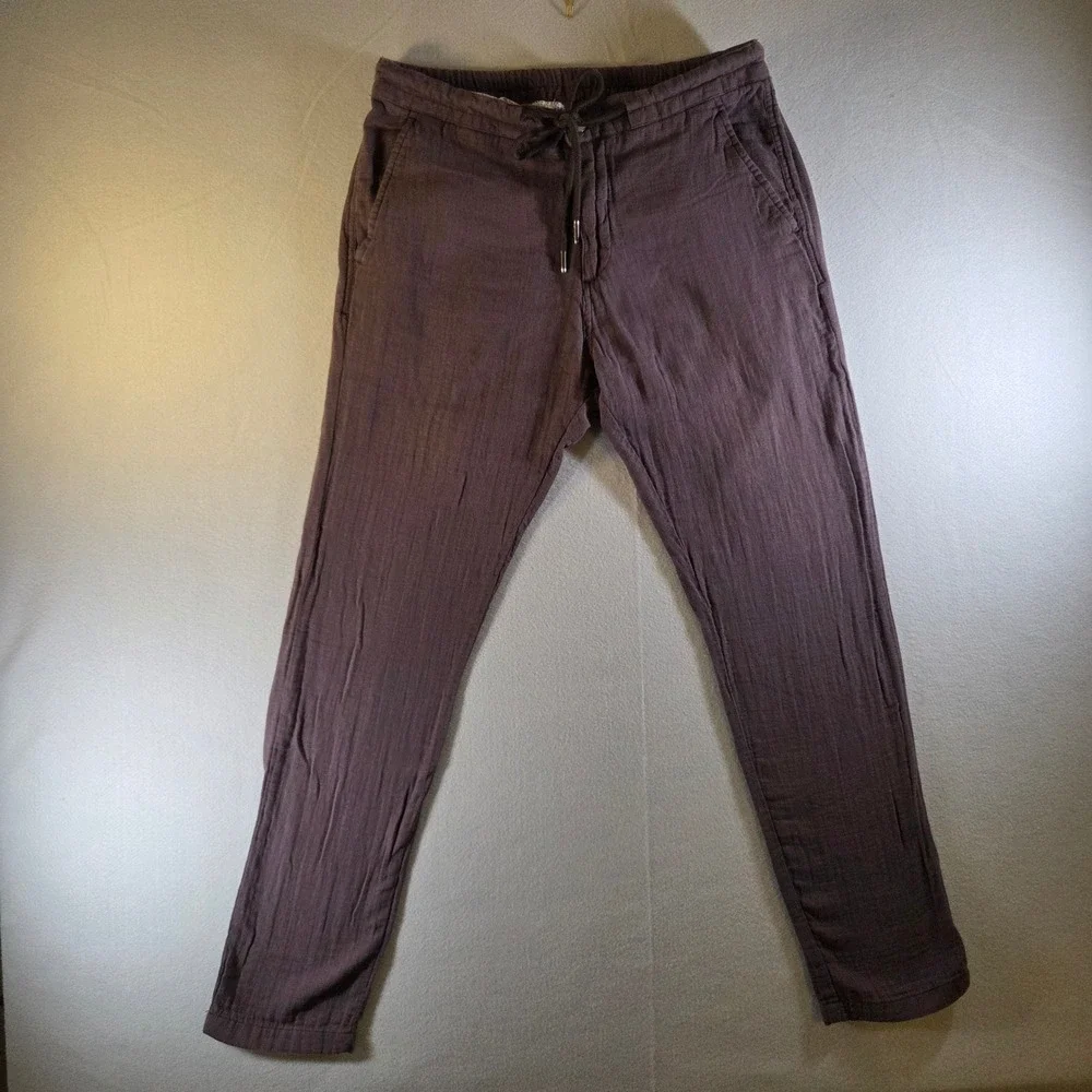 Rare Rabbit Pasto Purple Textured Cotton Drawstring Pants Mens 32 Tapered Leg